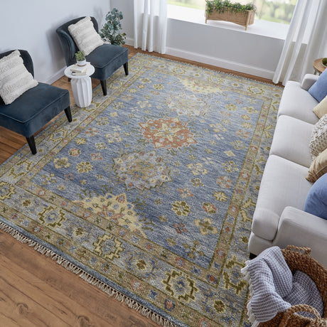 Feizy Fillmore Transitional Diamond - Blue/Green/Yellow Area Rug