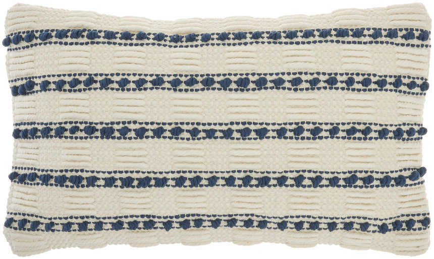 Mina Victory Lifestyle Woven Lines And Dots Navy Indoor Throw Pillow