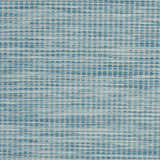 Close-up of Nourison Positano Aqua rug showing woven texture and grid pattern in shades of aqua and light beige.