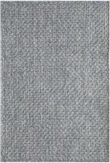 Close-up of the Nourison Tulum Denim Outdoor Area Rug showing a woven texture and denim blue color.