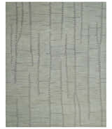 Earthy Modern Stripes Design Custom Made Ivory, Silver and Gray Hand Tufted Rug
