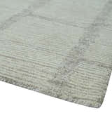 Earthy Modern Stripes Design Custom Made Ivory, Silver and Gray Hand Tufted Rug