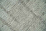 Earthy Modern Stripes Design Custom Made Ivory, Silver and Gray Hand Tufted Rug