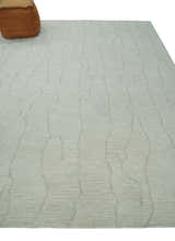 Earthy Neutral Custom Made Hand Tufted Multi Size Woolen Modern Ivory and Beige Area Rug
