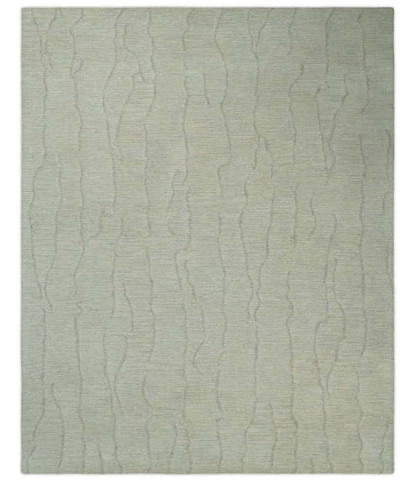 Earthy Neutral Custom Made Hand Tufted Multi Size Woolen Modern Ivory and Beige Area Rug