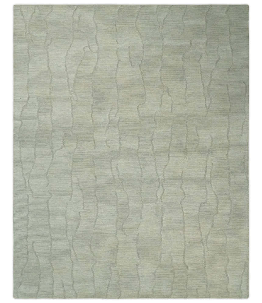 Earthy Neutral Custom Made Hand Tufted Multi Size Woolen Modern Ivory and Beige Area Rug