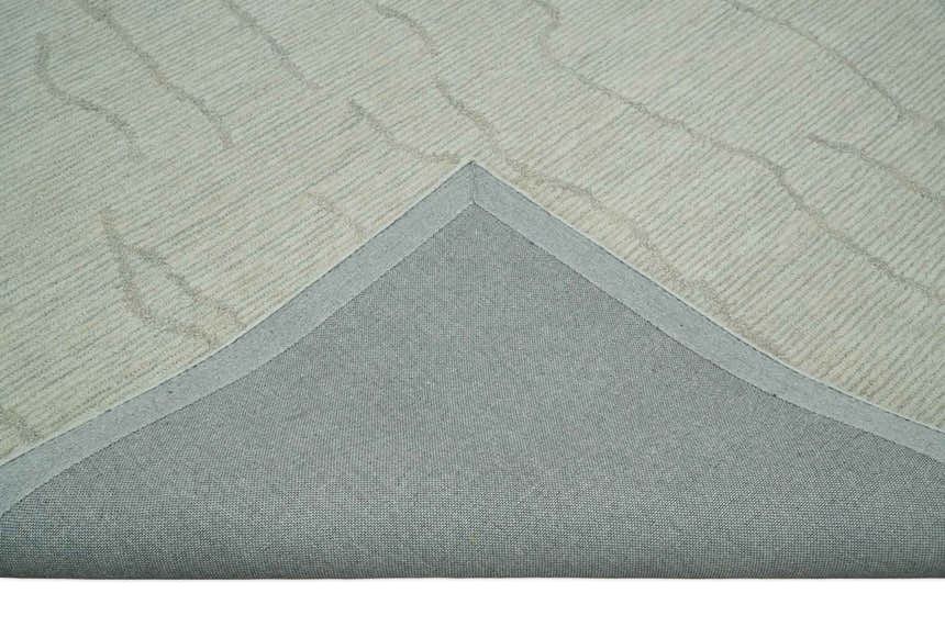 Earthy Neutral Custom Made Hand Tufted Multi Size Woolen Modern Ivory and Beige Area Rug