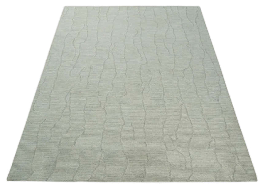 Earthy Neutral Custom Made Hand Tufted Multi Size Woolen Modern Ivory and Beige Area Rug