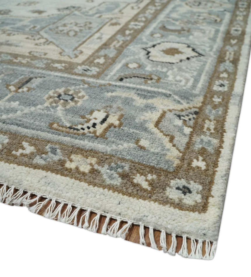 Earthy Neutral Custom Made Ivory, Beige and Silver Traditional Hand Knotted Wool Area Rug