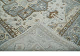 Earthy Neutral Custom Made Ivory, Beige and Silver Traditional Hand Knotted Wool Area Rug
