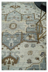 Earthy Neutral Custom Made Ivory, Beige and Silver Traditional Hand Knotted Wool Area Rug