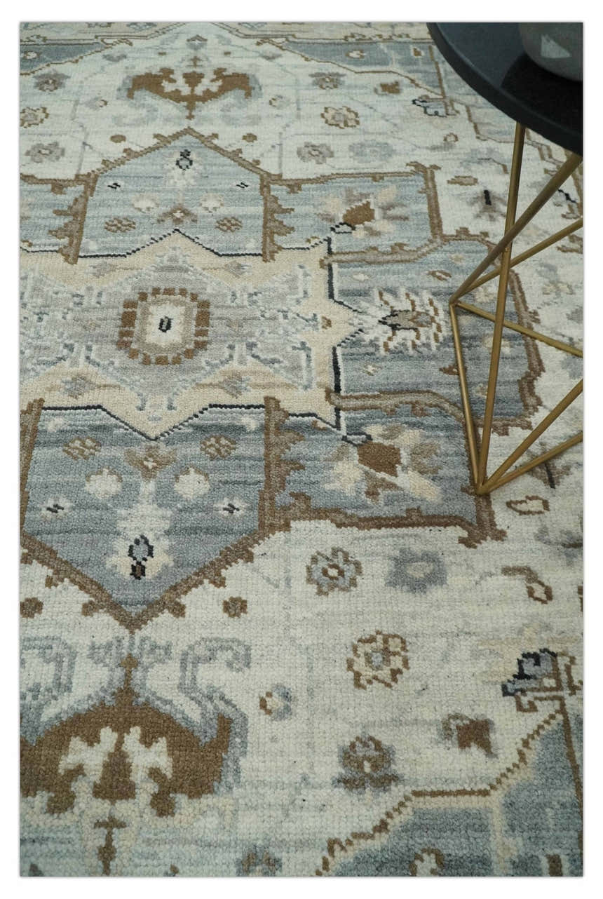 Earthy Neutral Custom Made Ivory, Beige and Silver Traditional Hand Knotted Wool Area Rug