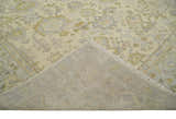 Earthy Neutral Traditional Beige and Silver Antique Style Hand knotted Wool Area Rug, Kids, Living Room and Bedroom Rug