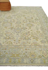 Earthy Neutral Traditional Beige and Silver Antique Style Hand knotted Wool Area Rug, Kids, Living Room and Bedroom Rug