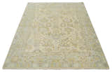 Earthy Neutral Traditional Beige and Silver Antique Style Hand knotted Wool Area Rug, Kids, Living Room and Bedroom Rug