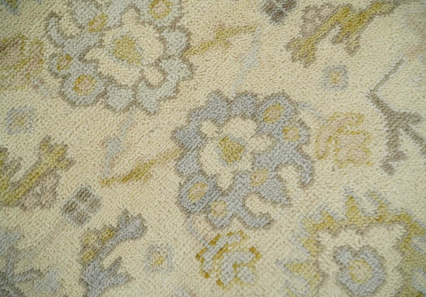 Earthy Neutral Traditional Beige and Silver Antique Style Hand knotted Wool Area Rug, Kids, Living Room and Bedroom Rug