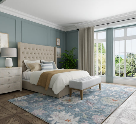 Feizy Dartmouth Transitional Abstract - Blue/Ivory/Pink Area Rug