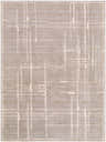 Close-up of Alma Machine Woven Elle Decor x LIVABLISS EDAL-2304 Area Rug. Medium brown with taupe geometric line pattern. Design-Rectangle-537