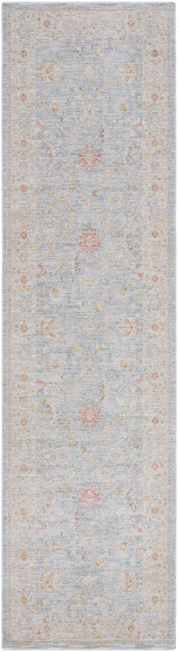 Close-up of the Edie Taupe Thick Luxe Oushak Rug, showcasing its traditional floral pattern and soft taupe, amber, and pink hues. Design-Runner-2710