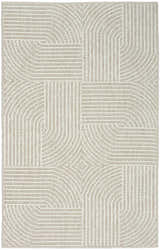 Close-up of Nourison Natural Texture Beige Ivory rug featuring a geometric, mid-century modern design.