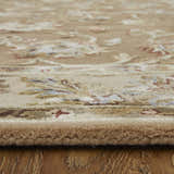 Close up of the Feizy Prescott Tan/Ivory Area Rug showing floral pattern, texture, and pile height. Pile