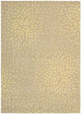 Close-up of the Nourison Capri Beige Floral rug, featuring a repeating burst pattern in soft yellow on a neutral beige background.
