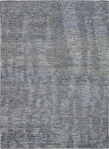 Close-up of the handmade Nourison Ellora Slate area rug with a horizontal striped pattern in taupe and blue.
