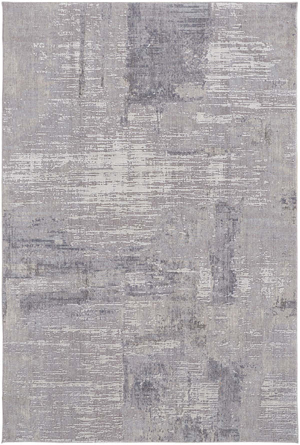 Close-up of Feizy Lennon Taupe/Tan/Blue Area Rug with abstract pattern and subtle texture. Design-Rectangle