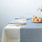 The Stripe Collection Tablecloth Natural & Elderberry