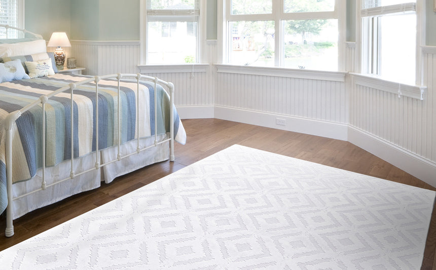 Feizy Saphir Mira Modern Solid - White Area Rug - Clearance