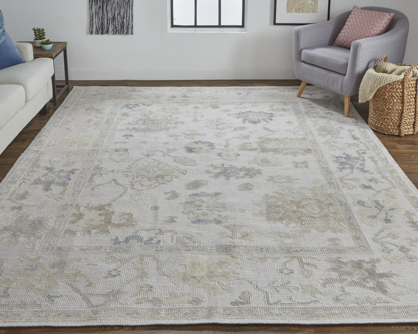 Feizy Wendover Transitional Floral & Botanical - Tan/Ivory/Orange Area Rug