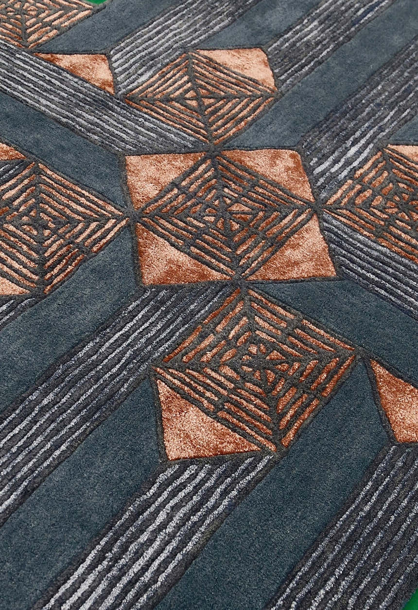 Empress Modern Geometrical Style Gray Hand Tufted 5x8 Wool Rug
