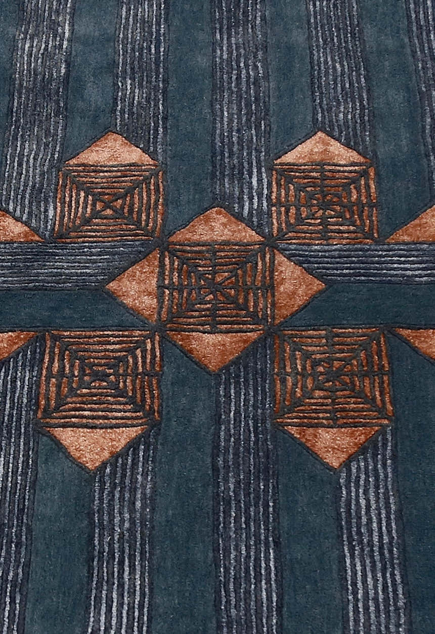 Empress Modern Geometrical Style Gray Hand Tufted 5x8 Wool Rug
