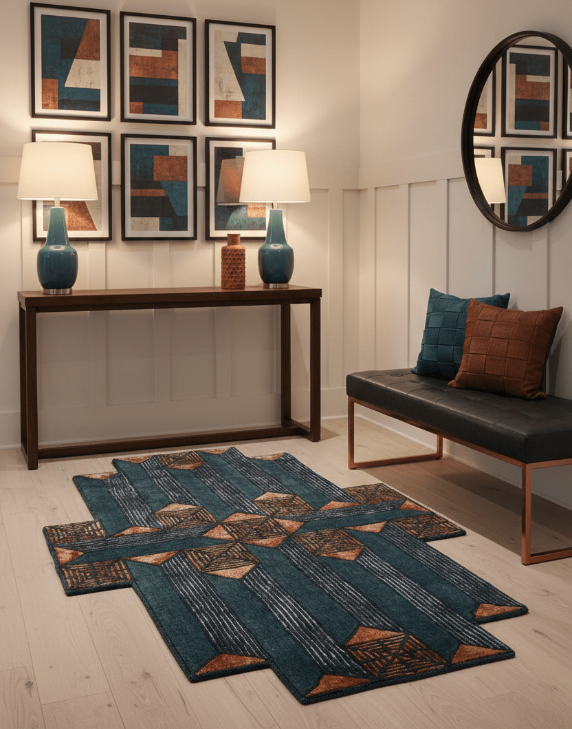 Empress Modern Geometrical Style Gray Hand Tufted 5x8 Wool Rug