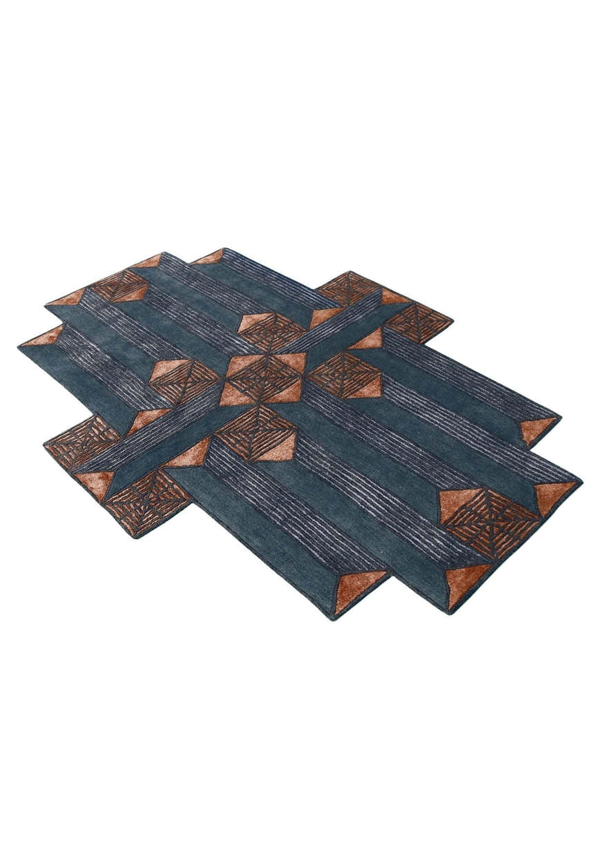 Empress Modern Geometrical Style Gray Hand Tufted 5x8 Wool Rug