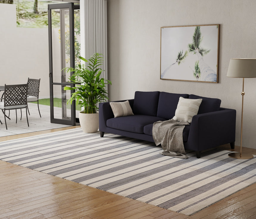 Feizy Duprine Transitional Stripes - White/Ivory/Blue Area Rug