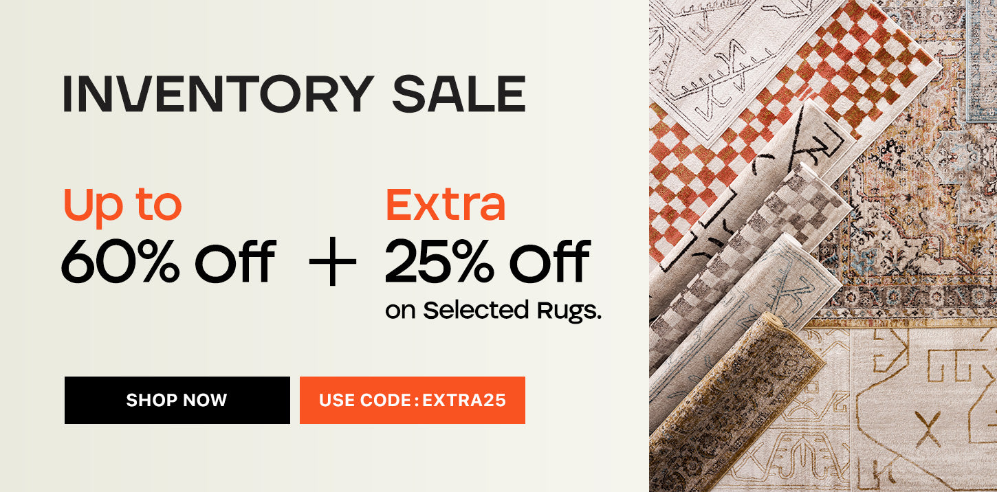 up to 60% off plus extra 25% off on selected rugs. use code: extra25