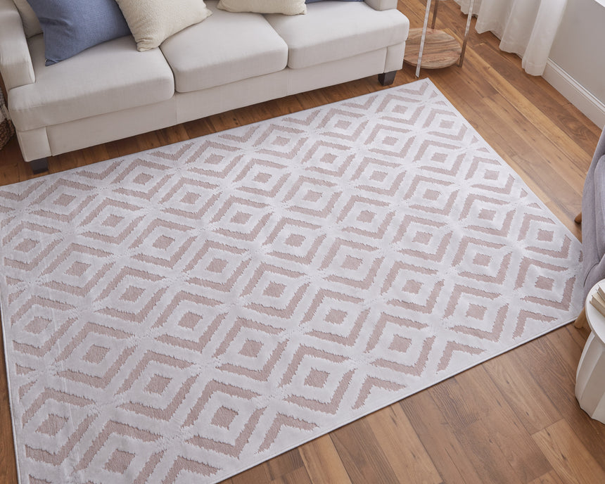 Feizy Saphir Mira Modern Solid - Pink/White Area Rug - Clearance