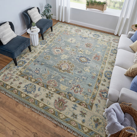 Feizy Fillmore Transitional Floral & Botanical - Blue/Ivory/Yellow Area Rug