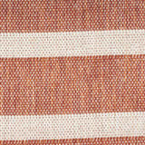 Close-up of Nourison Positano Terracotta Ivory rug showing woven texture and chestnut and ivory stripes.