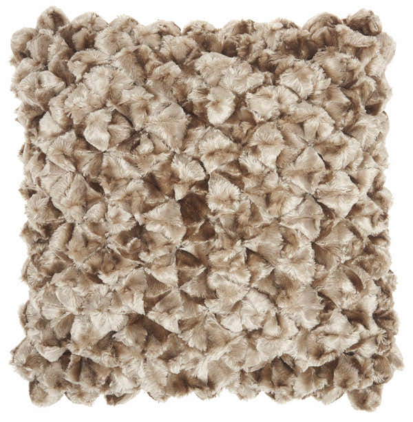 Mina Victory Sofia Velvet Shimmer Poms Beige Indoor Throw Pillow - Clearance