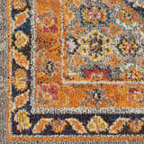 Close-up of the Nourison Passionate Grey Bohemian rug, featuring orange, blue, and yellow floral accents.