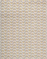 Close-up of the Nourison Harper Grey Colorful Indoor Area Rug. Features a gray, white, and yellow geometric pattern.
