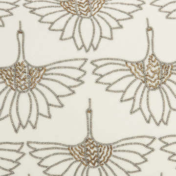 Mina Victory Sofia Beaded Flowers Ivory Indoor Throw Pillow