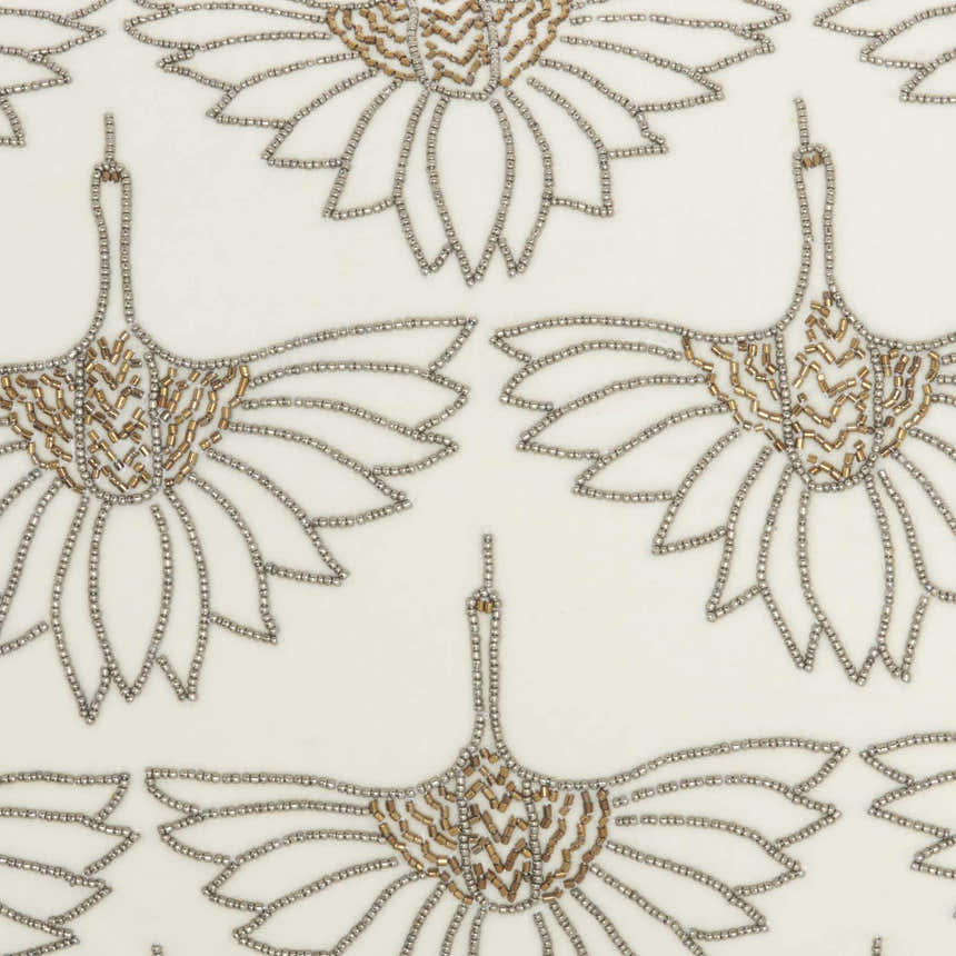 Mina Victory Sofia Beaded Flowers Ivory Indoor Throw Pillow