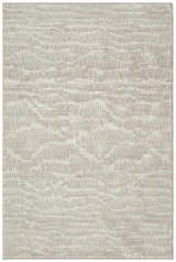 Close-up of Calvin Klein CK079 Notes Ivory Silver Rug with a subtle, textured, mid-century modern design.