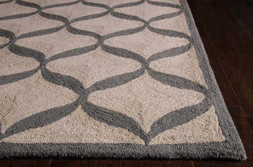Close-up of the Nourison Decor White/Light Grey rug showing the geometric trellis pattern and plush texture.