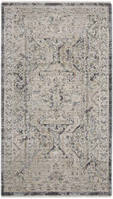 Close-up of the Nourison Lynx Ivory Charcoal Vintage Indoor Area Rug, showcasing its taupe colors and vintage design.