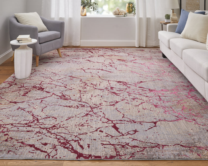 Feizy Pryor Modern Abstract - Pink/Gray/Taupe Area Rug