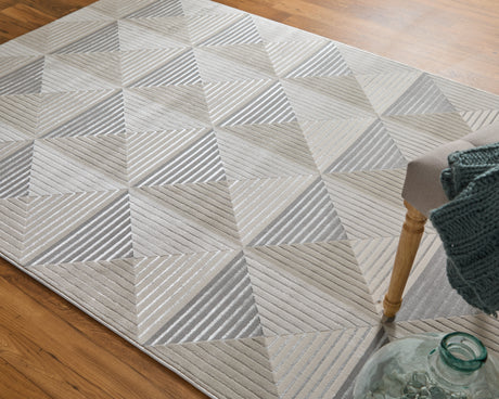 Feizy Micah Modern Geometric - Ivory/Gray/Ivory Area Rug - Clearance